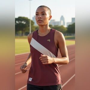 Tracksmith Maroon and White Tank Top